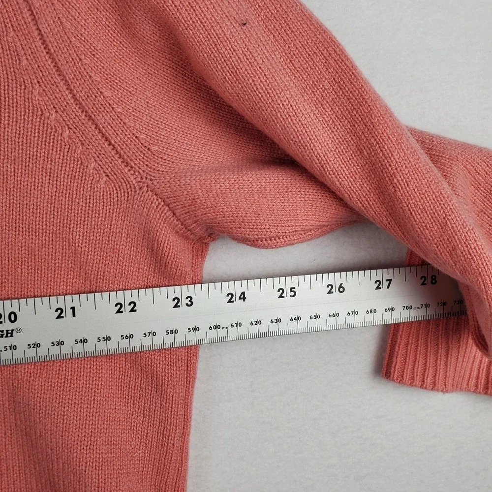 J. Crew Sweater Womens Medium Coral Wool Knit Ribbed Classic Round Neck Pullover